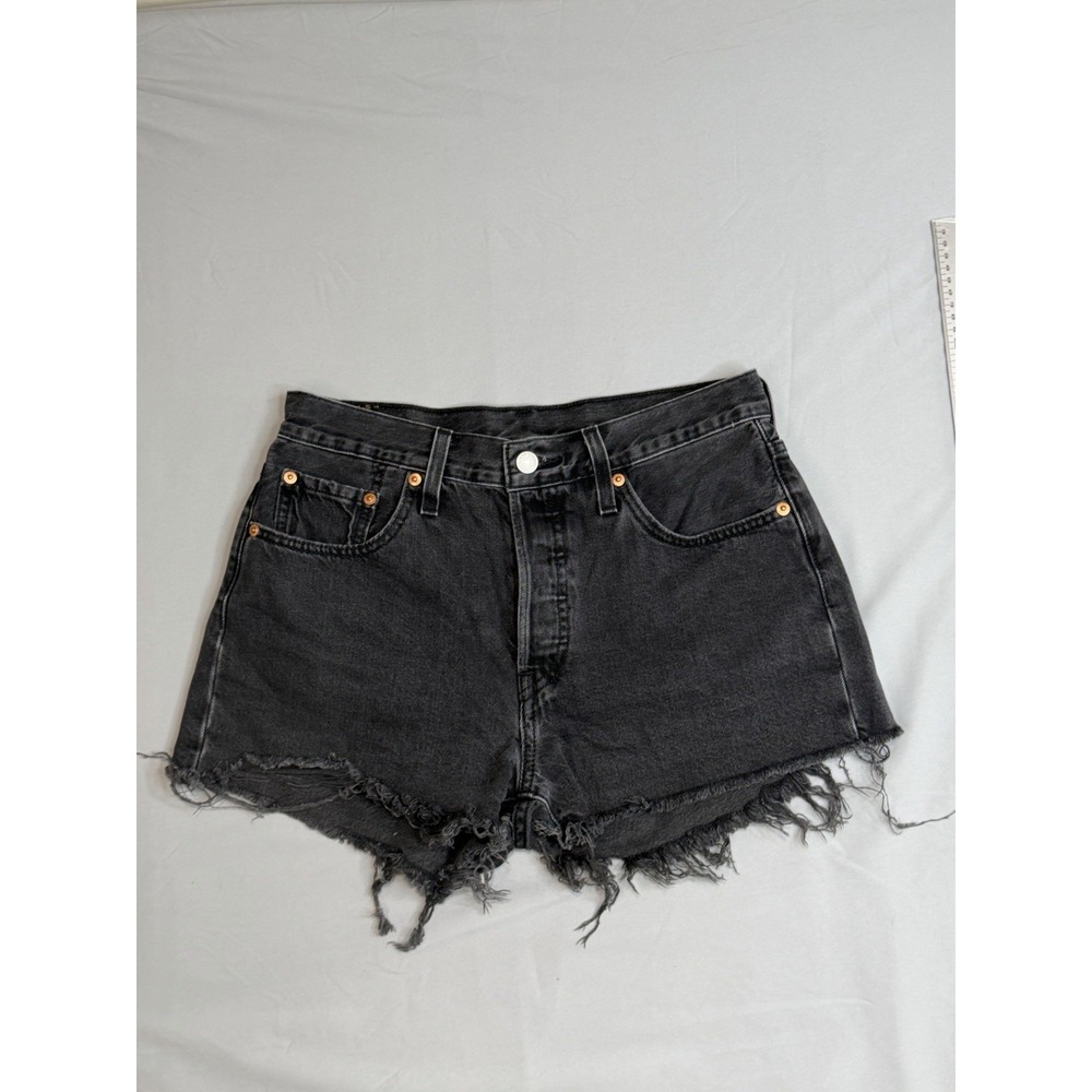 Levi's 501‎ Women Shorts W28 Black Denim Jeans Cutoff High Rise Iconic Booty